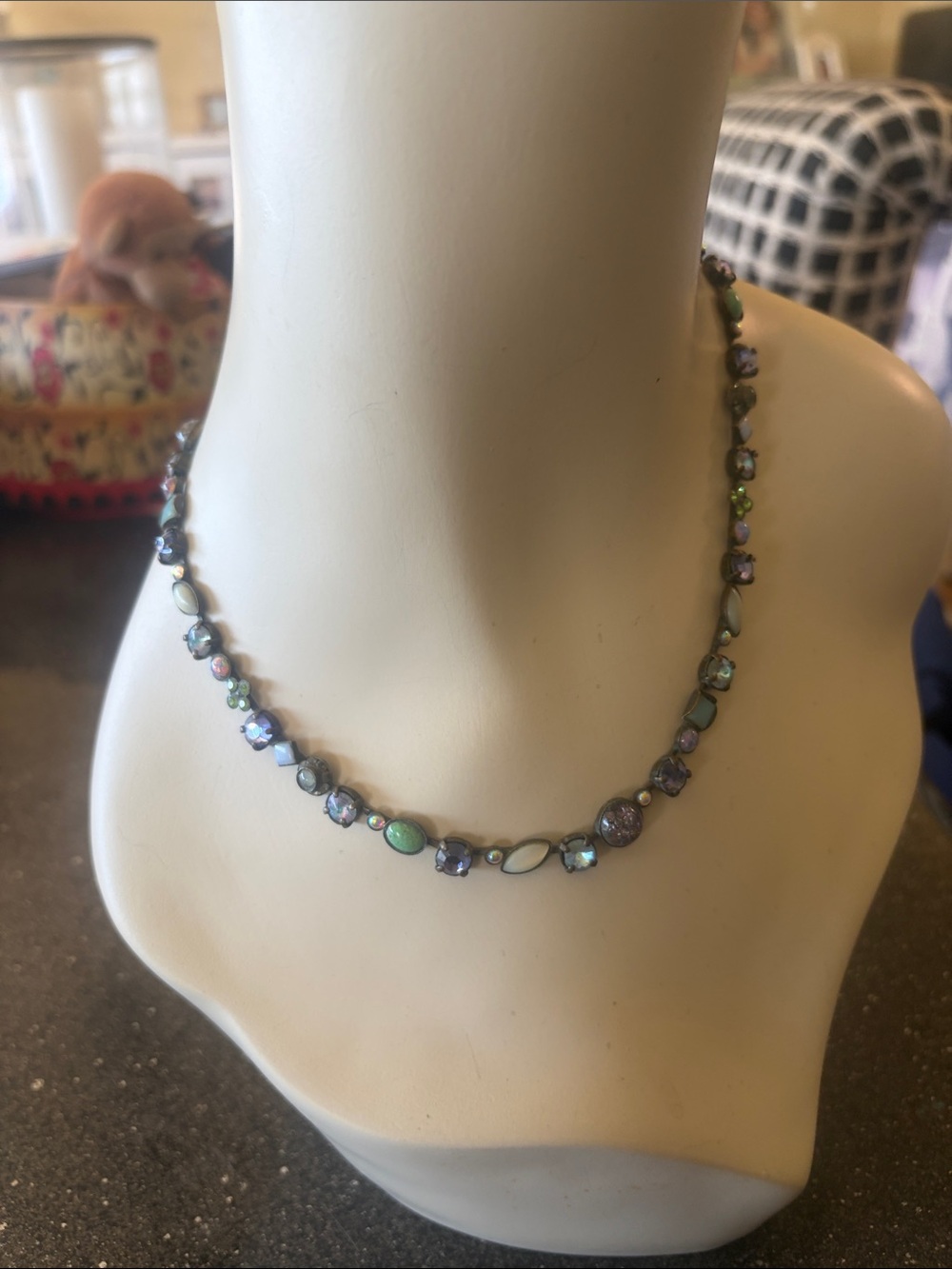 Sorrelli Iridescent Green Blue Purple Beaded Necklace